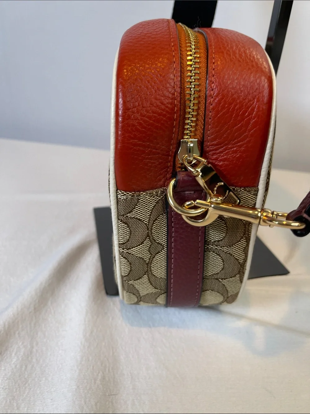 Coach D2022-1912 Dempsey Camera Bag Signature Canvas Rainbow Stripe Crossbody